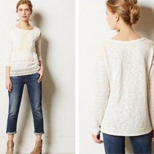 Anthropologie One September Gray Lace Kint Sweater